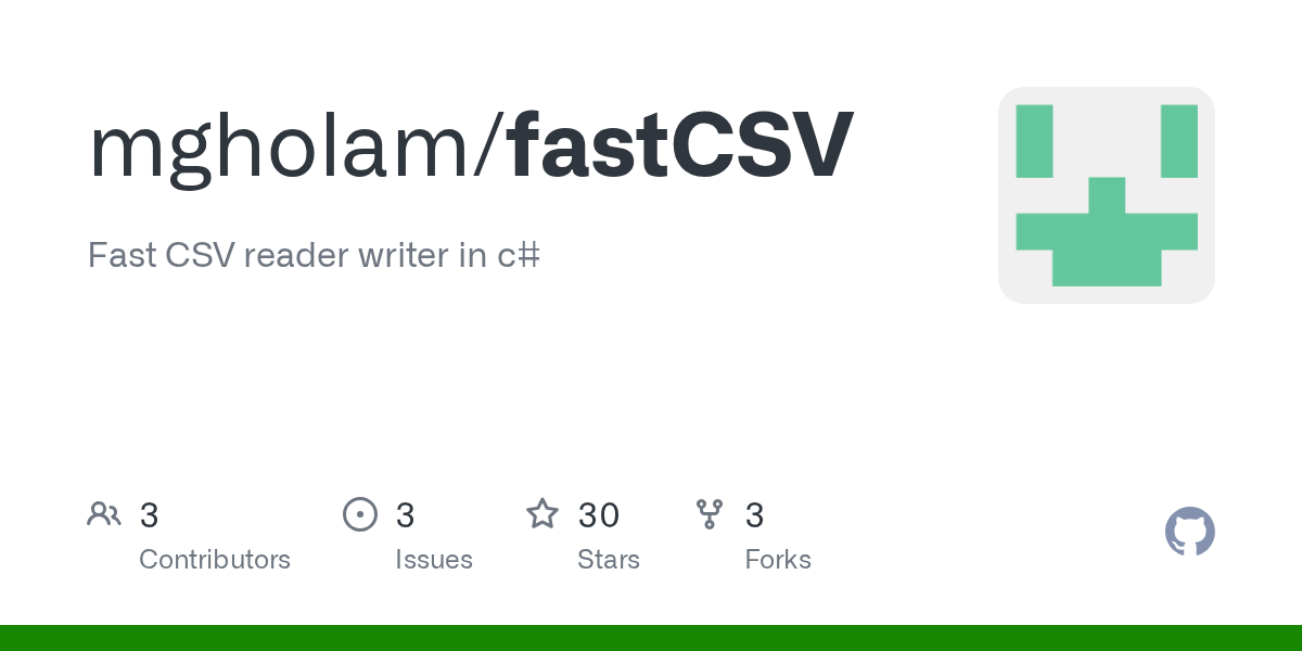 GitHub mgholam/fastCSV Fast CSV reader writer in c