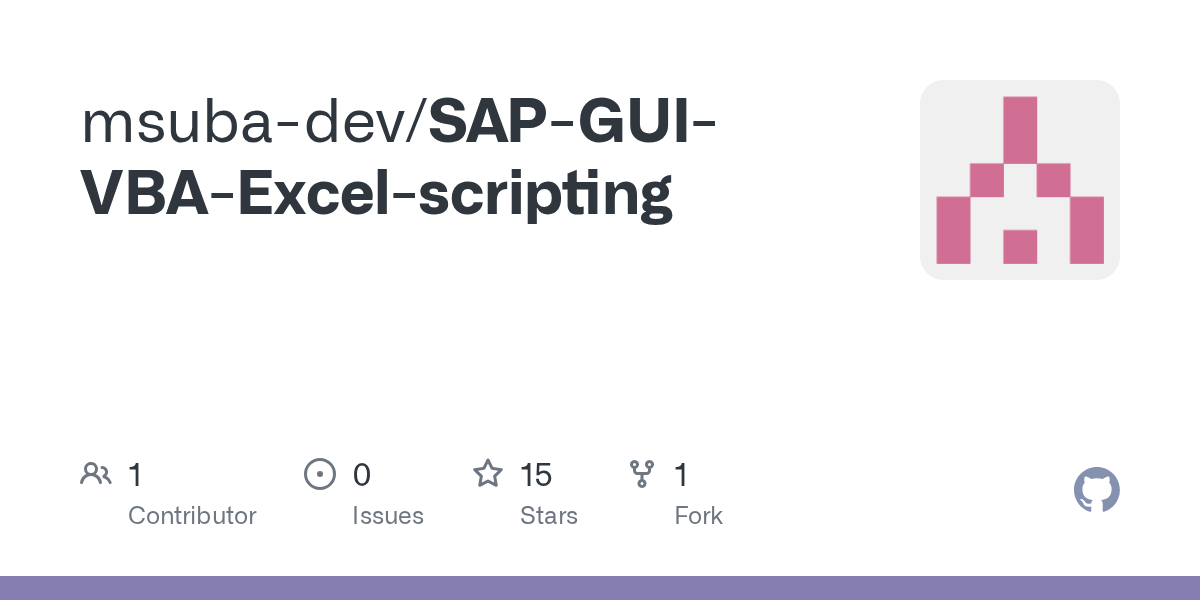GitHub msubadev/SAPGUIVBAExcelscripting