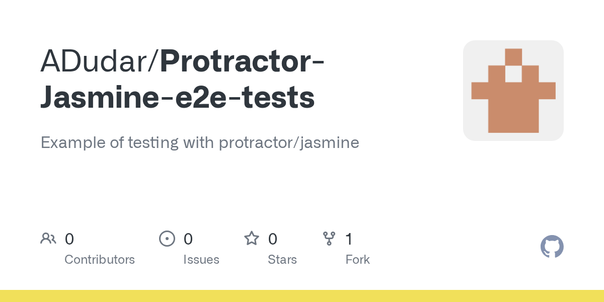 GitHub ADudar/ProtractorJasminee2etests Example of testing with