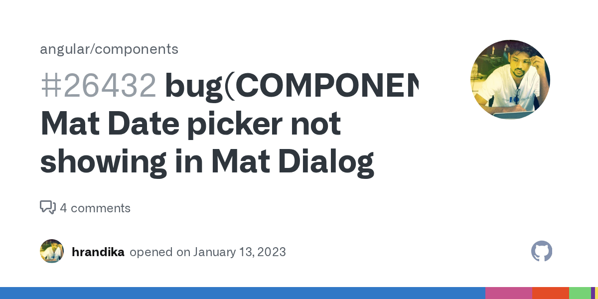Mat Date picker not showing in Mat Dialog · Issue