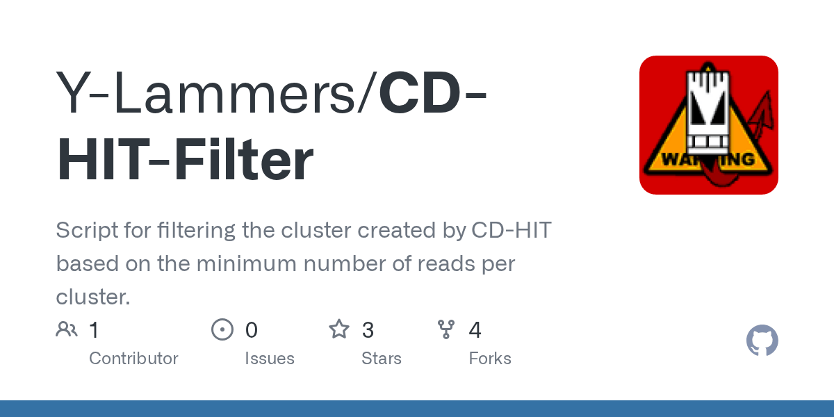GitHub YLammers/CDHITFilter Script for filtering the cluster