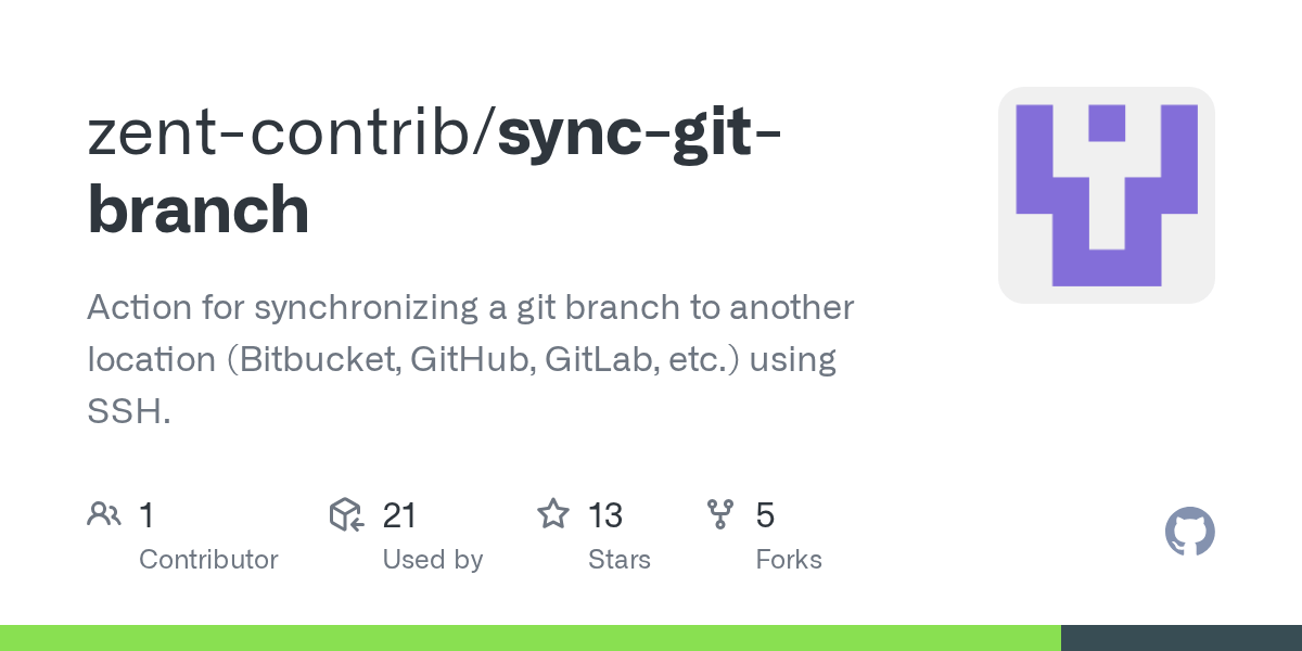 GitHub zentcontrib/syncgitbranch Action for synchronizing a git