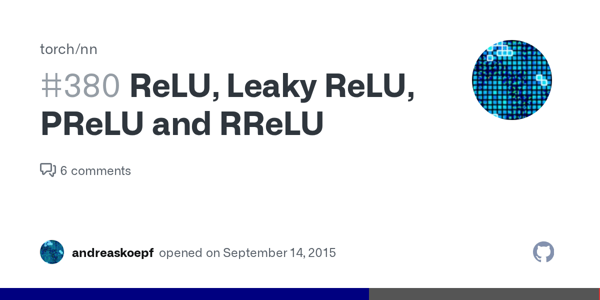 ReLU, Leaky ReLU, PReLU and RReLU · Issue 380 · torch/nn · GitHub