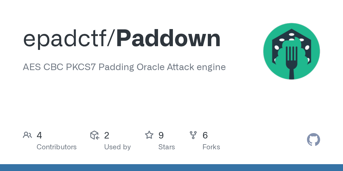 GitHub epadctf/Paddown AES CBC PKCS7 Padding Oracle Attack engine