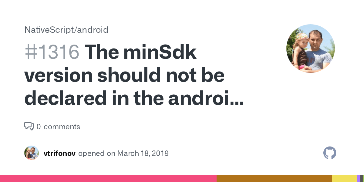 The minSdk version should not be declared in the android manifest file