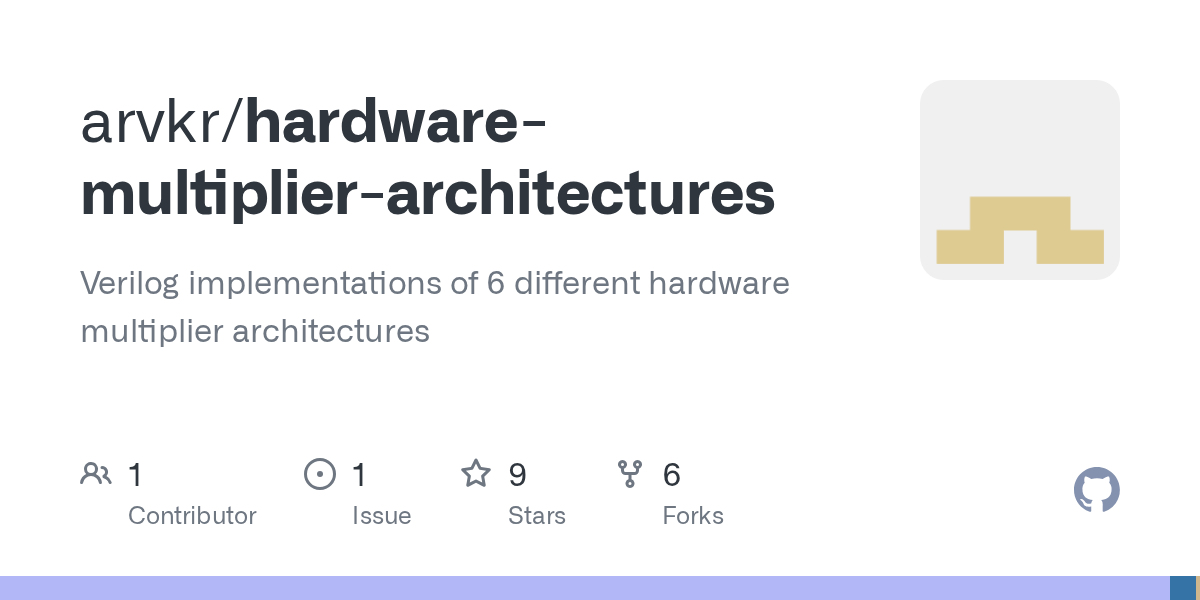 GitHub arvkr/hardwaremultiplierarchitectures Verilog