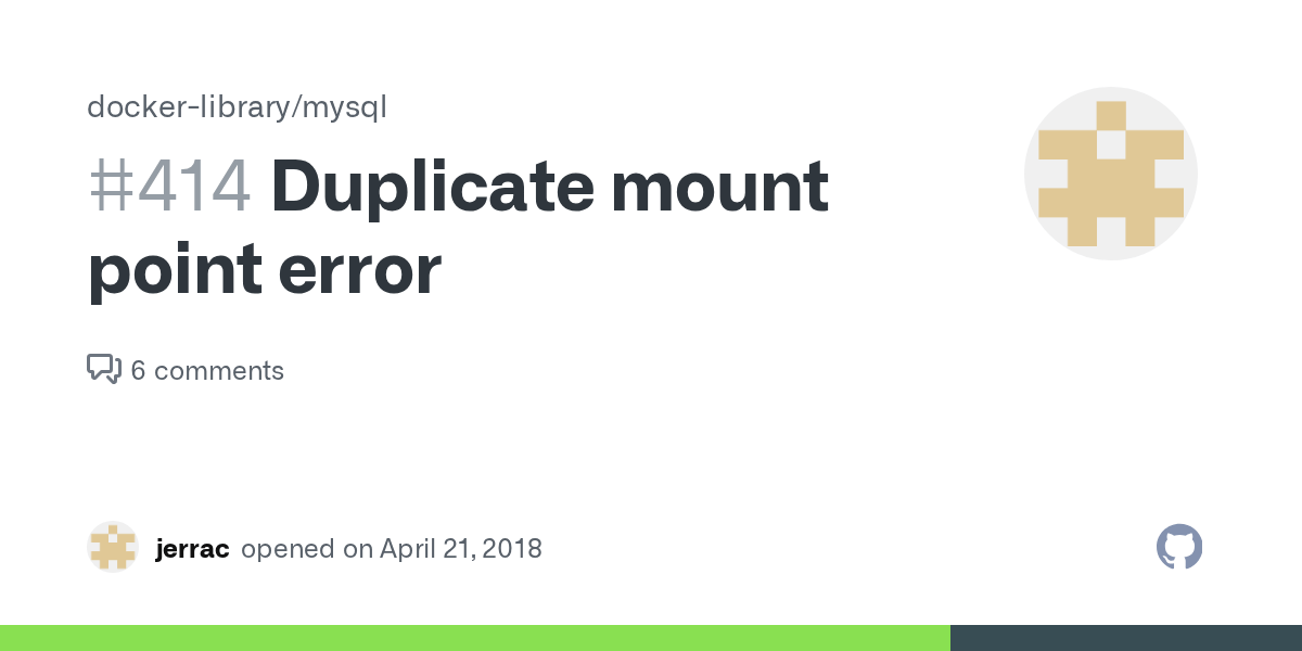 Duplicate mount point error · Issue 414 · dockerlibrary/mysql · GitHub