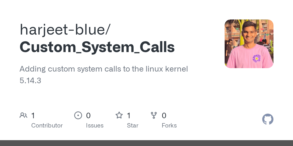 GitHub harjeetblue/Custom_System_Calls Adding custom system calls
