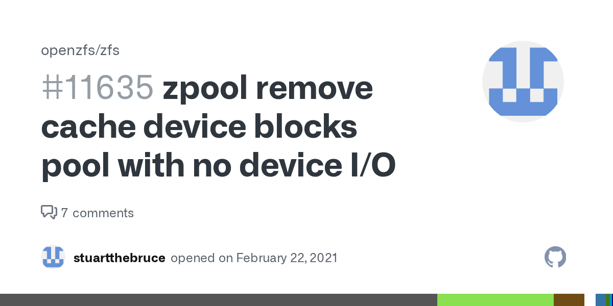 zpool remove cache device blocks pool with no device I/O · Issue 11635