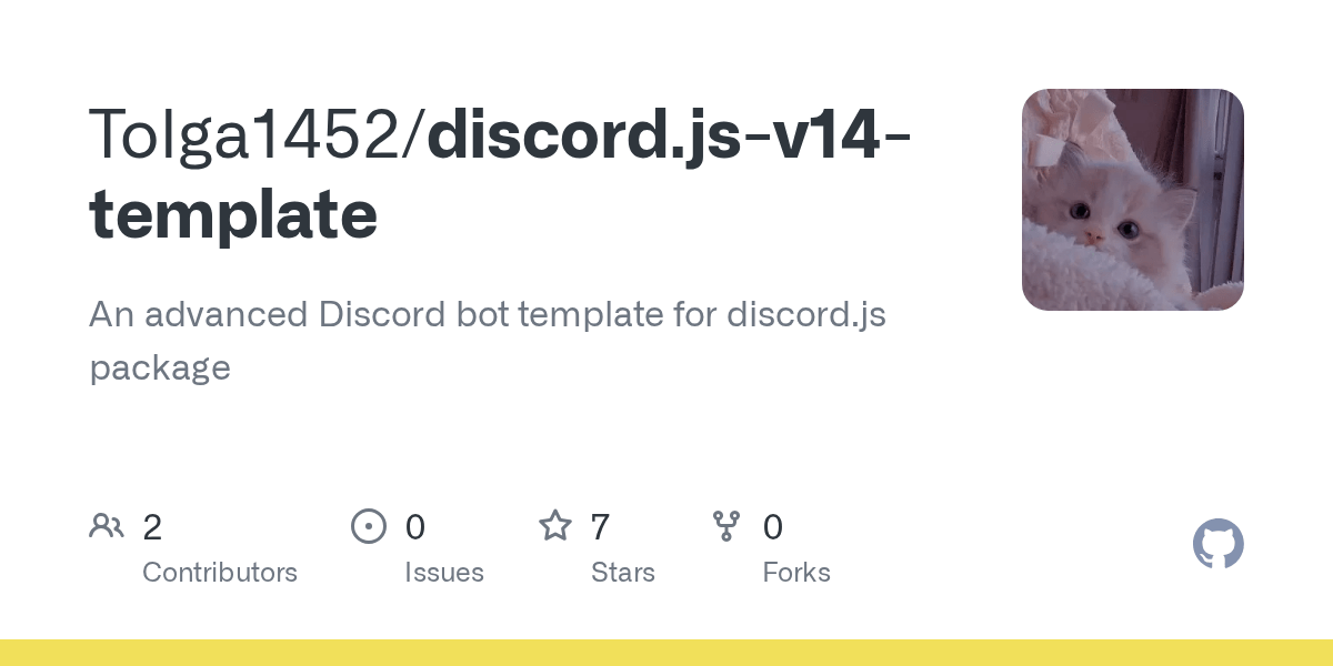 GitHub Tolga1452/discord.jsv14template An advanced Discord bot