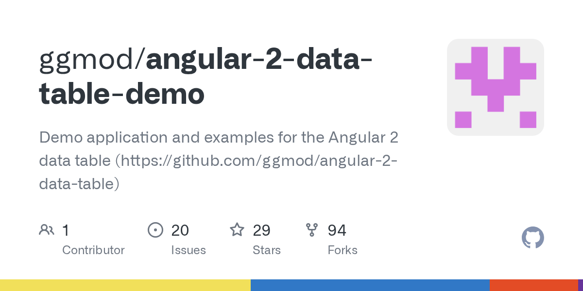 GitHub ggmod/angular2datatabledemo Demo application and examples