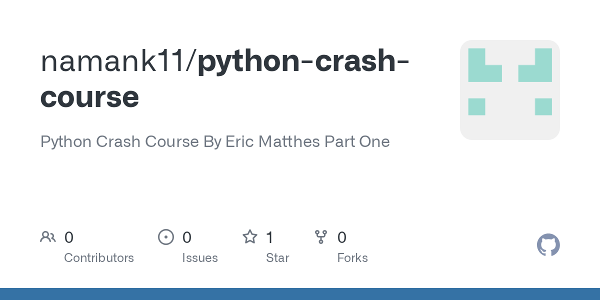 GitHub namank11/pythoncrashcourse Python Crash Course By Eric