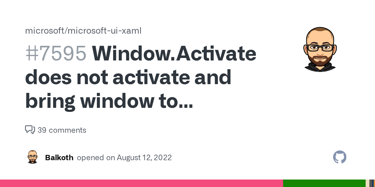 Window.Activate does not activate and bring window to foreground in