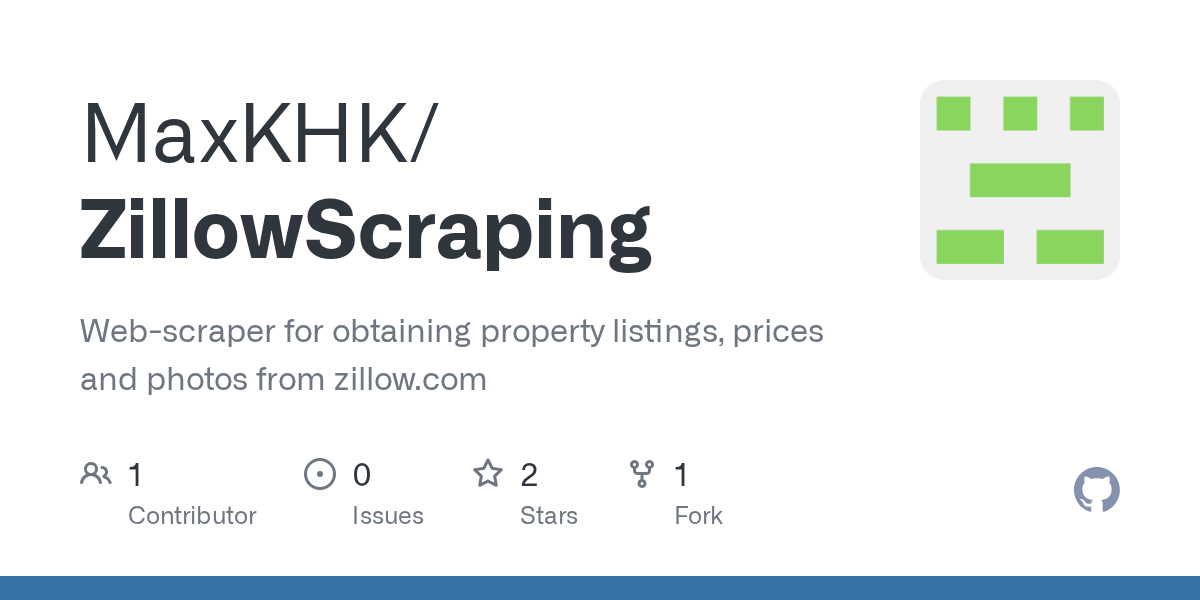 GitHub MaxKHK/ZillowScraping scraper for obtaining property