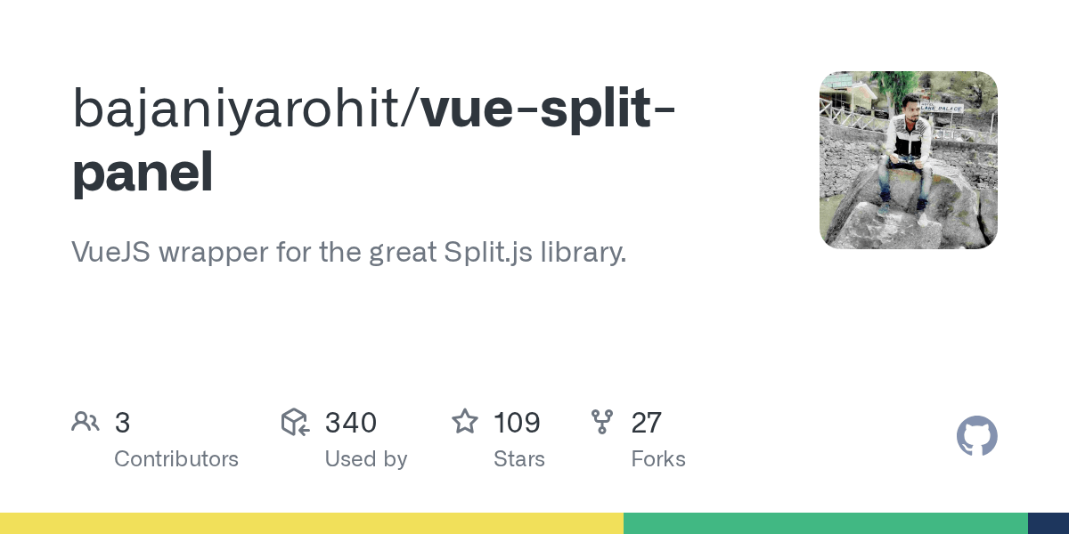 GitHub bajaniyarohit/vuesplitpanel VueJS wrapper for the great
