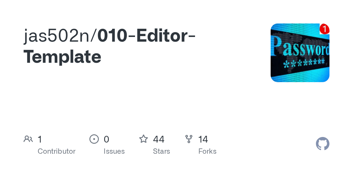 GitHub jas502n/010EditorTemplate