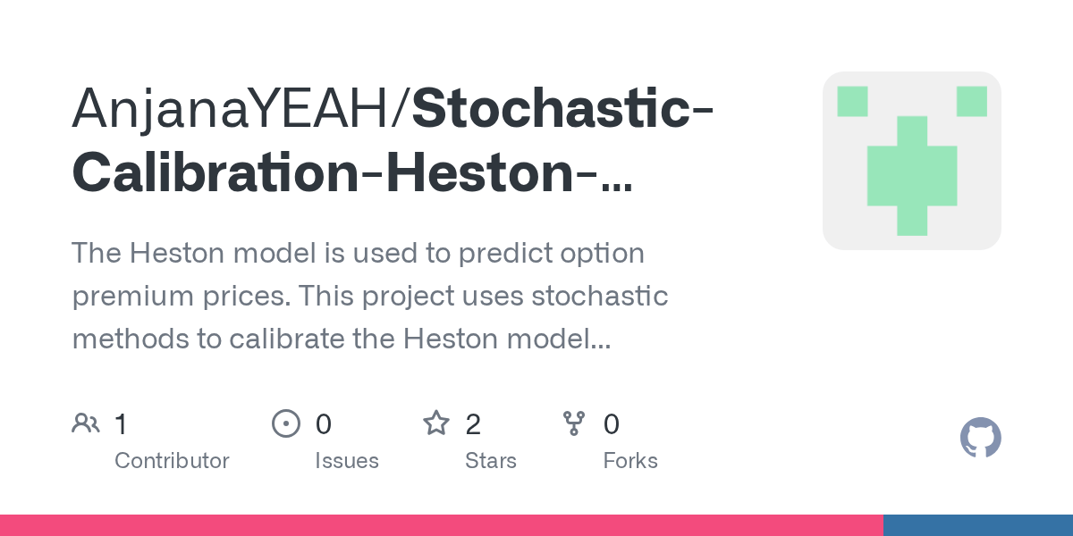 GitHub AnjanaYEAH/StochasticCalibrationHestonmodel The Heston