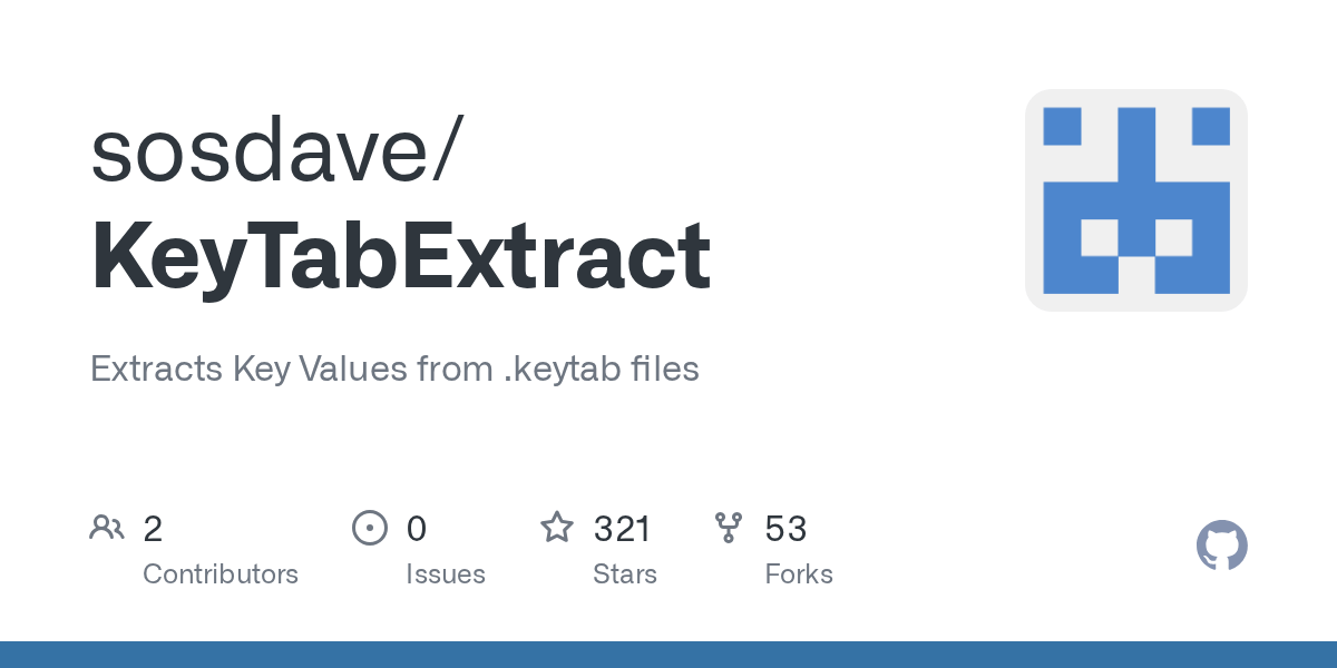GitHub sosdave/KeyTabExtract Extracts Key Values from .keytab files