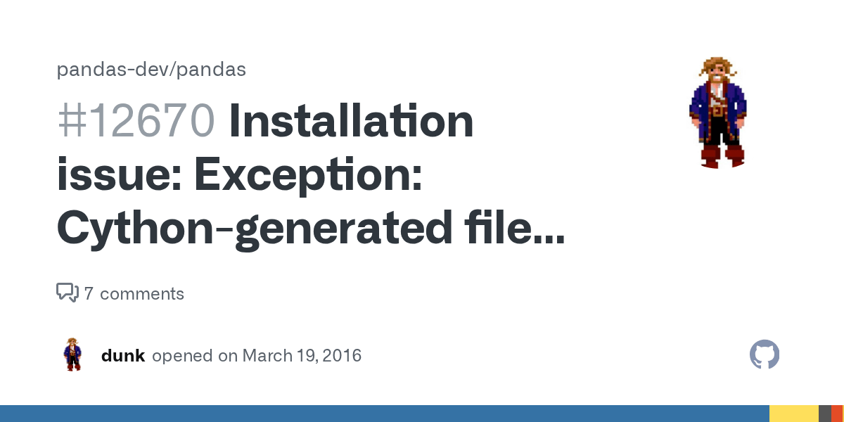 Installation issue Exception Cythongenerated file 'pandas/index.c
