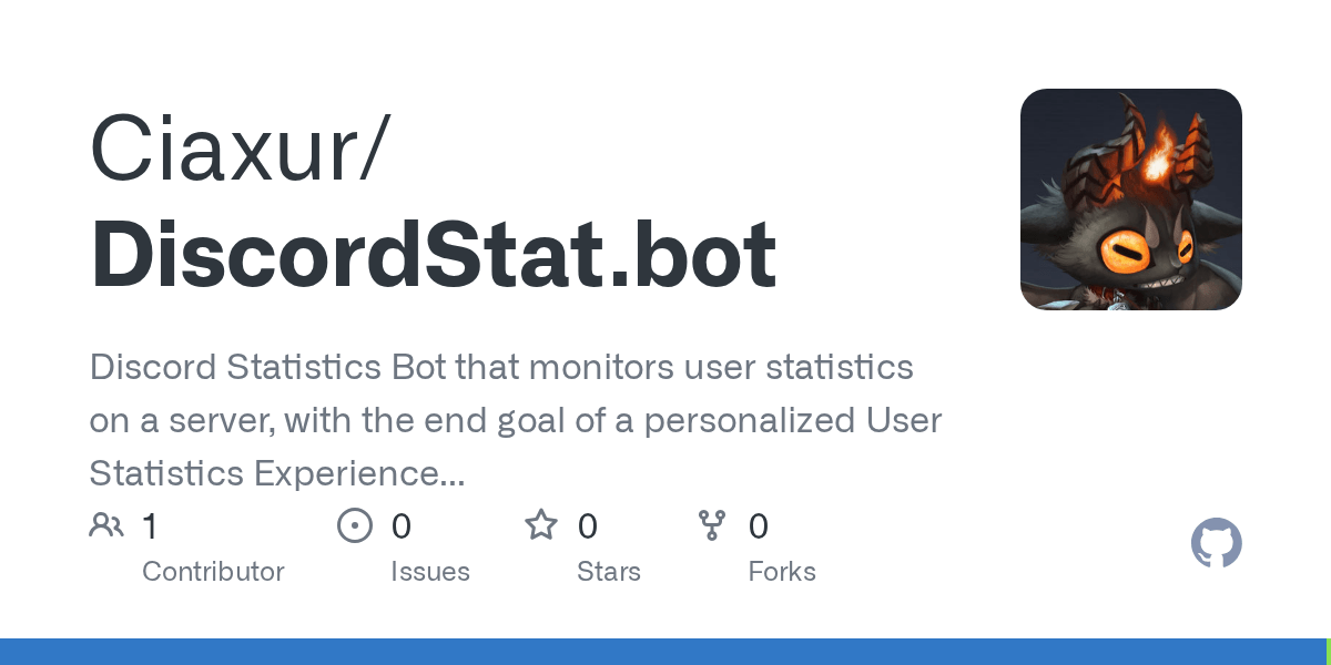 GitHub Ciaxur/DiscordStat.bot Discord Statistics Bot that monitors