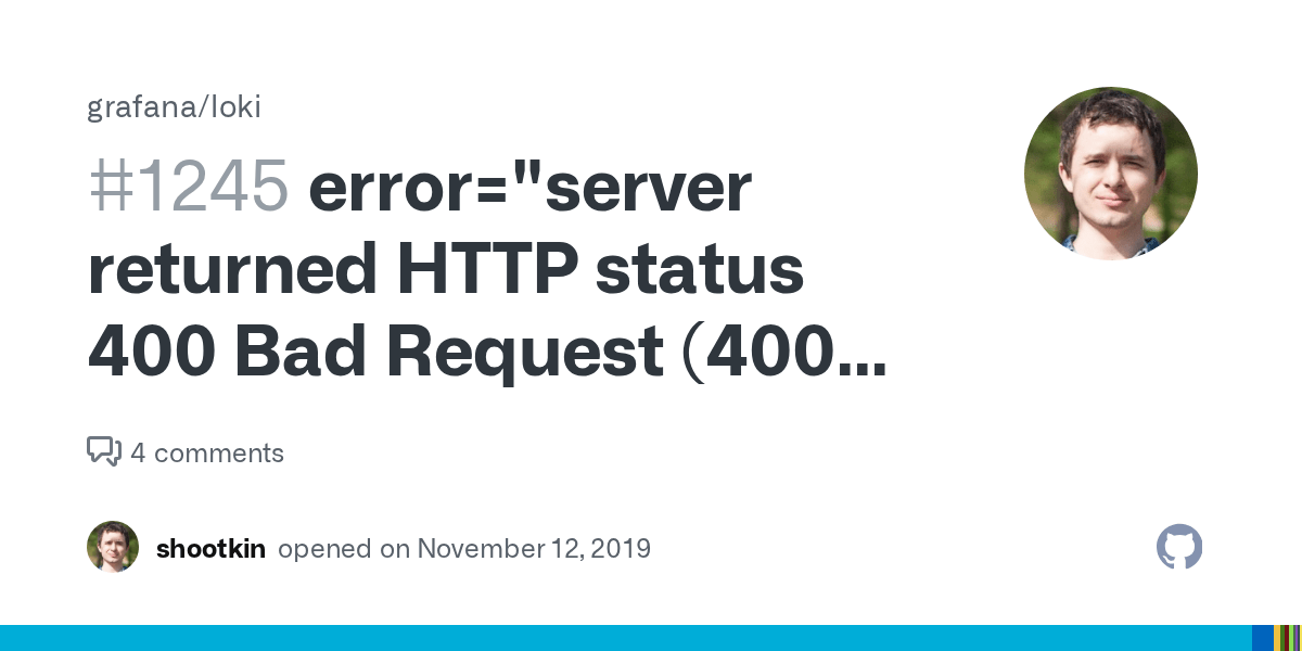 error="server returned HTTP status 400 Bad Request (400) snappy