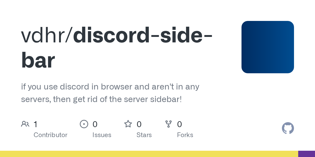 GitHub vdhr/discordsidebar if you use discord in browser and aren