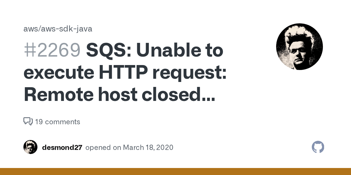 SQS Unable to execute HTTP request Remote host closed connection