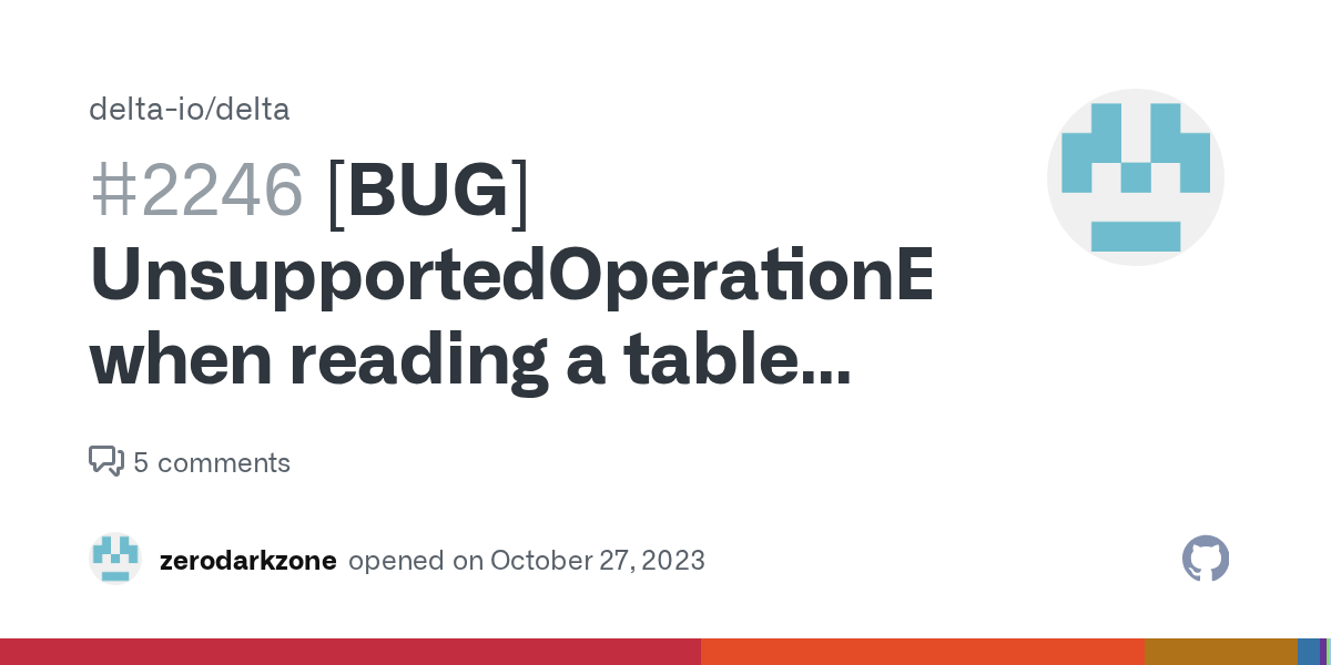 [BUG] UnsupportedOperationException when reading a table with deletion