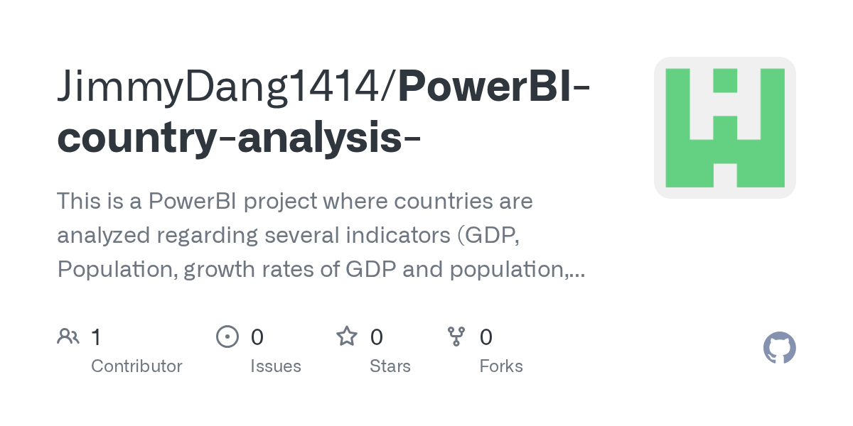 GitHub JimmyDang1414/PowerBIcountryanalysis This is a PowerBI