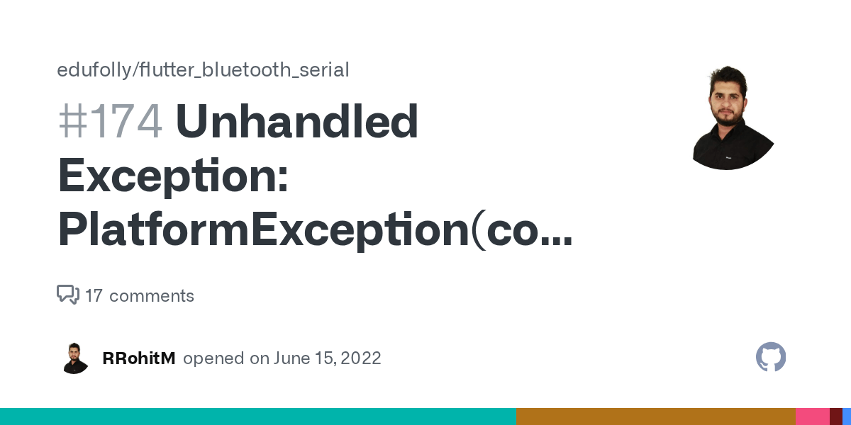 Unhandled Exception PlatformException(connect_error, read failed
