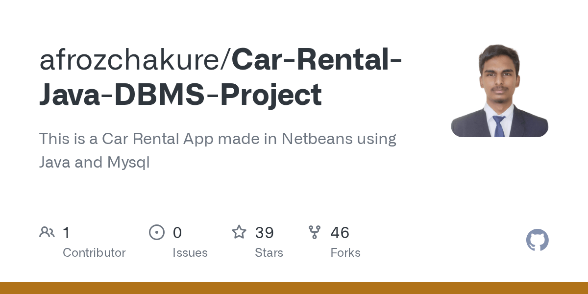 GitHub afrozchakure/CarRentalJavaDBMSProject This is a Car