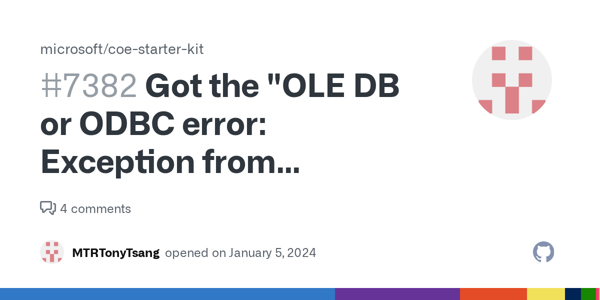 Got the "OLE DB or ODBC error Exception from HRESULT 0x80040E4E" while importing the template