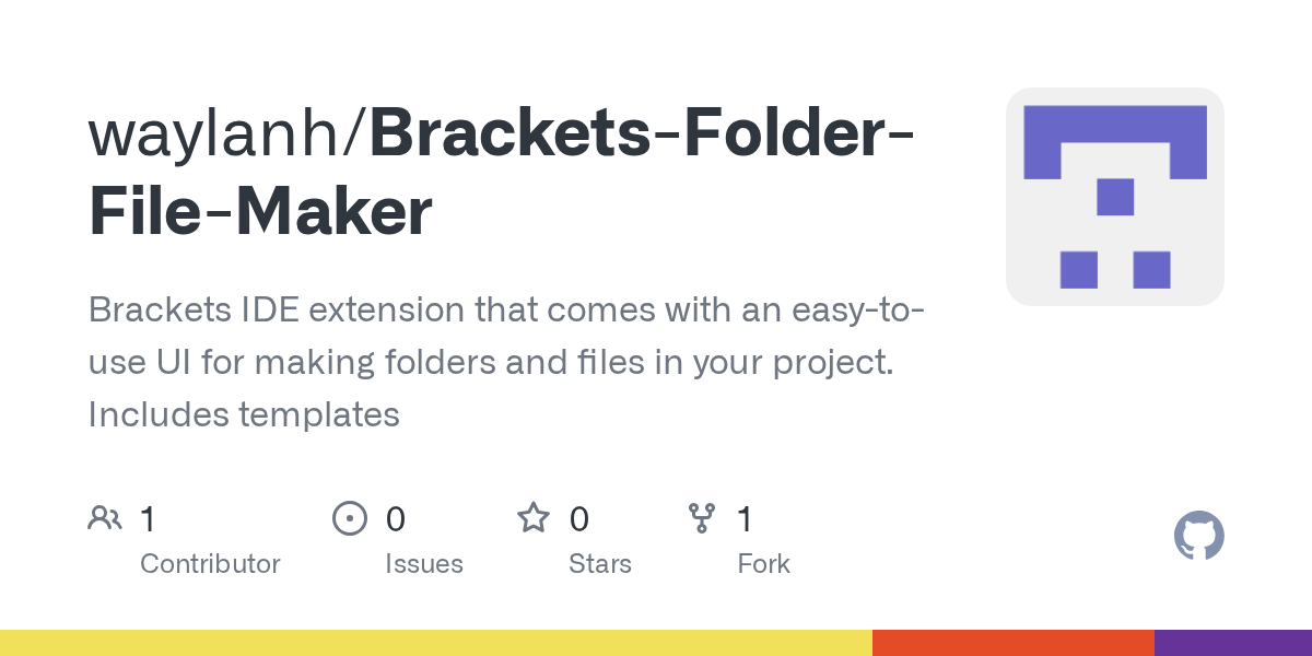 GitHub waylanh/BracketsFolderFileMaker Brackets IDE extension
