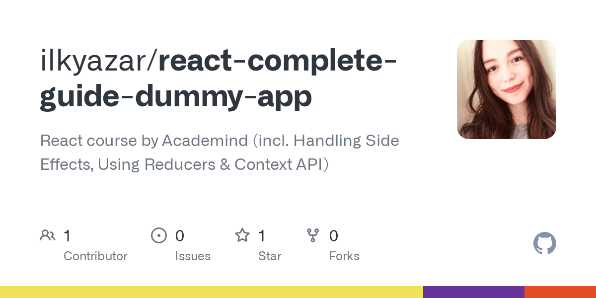 GitHub React course by Academind (incl. Handling Side