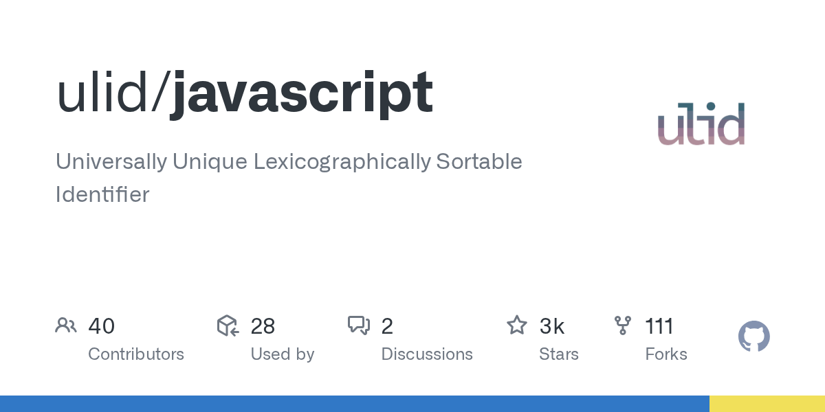 GitHub ulid/javascript Universally Unique Lexicographically Sortable