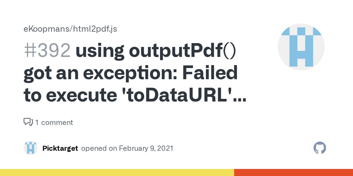 using outputPdf() got an exception Failed to execute 'toDataURL' on