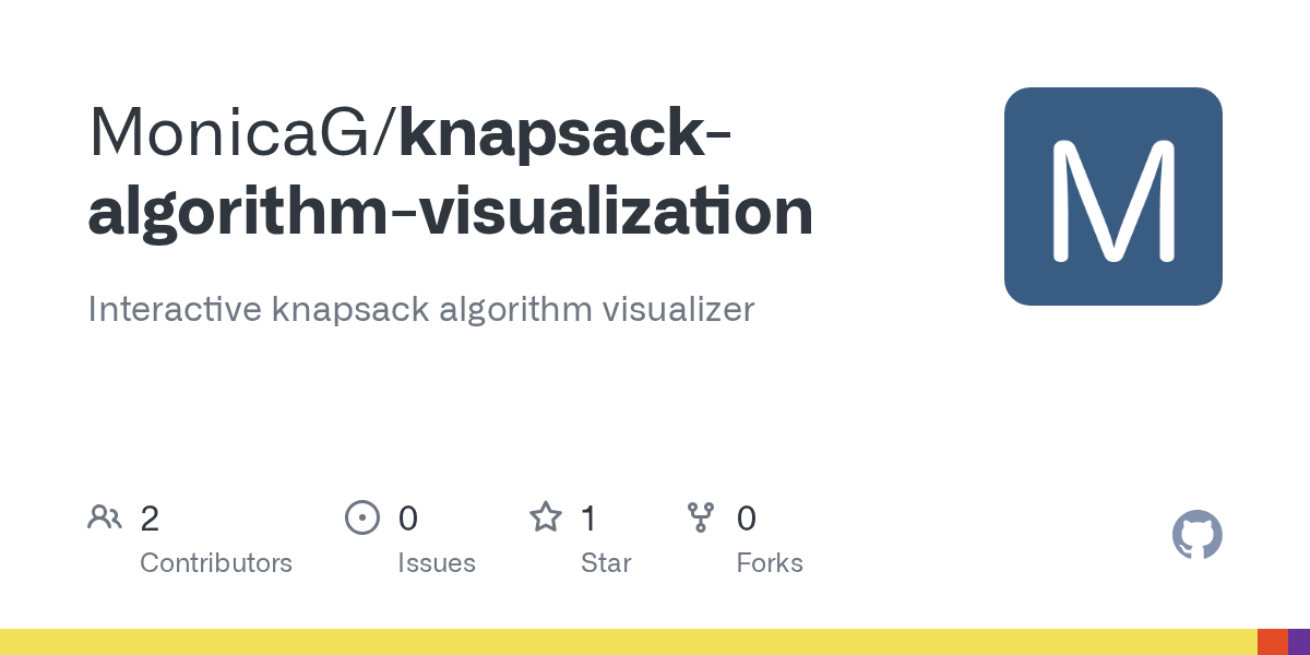 GitHub MonicaG/knapsackalgorithmvisualization Interactive knapsack