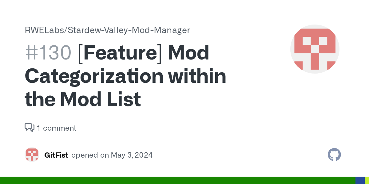 [Feature] Mod Categorization within the Mod List · Issue 130 · RWELabs