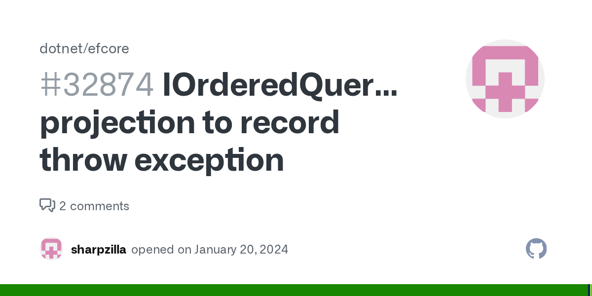 IOrderedQueryable projection to record throw exception · Issue 32874