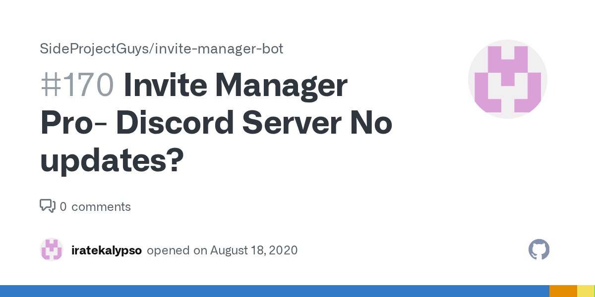 Invite Manager Pro Discord Server No updates? · Issue 170