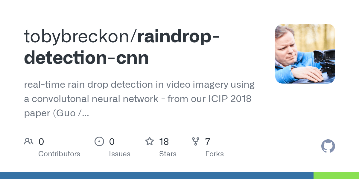 GitHub tobybreckon/raindropdetectioncnn realtime rain drop
