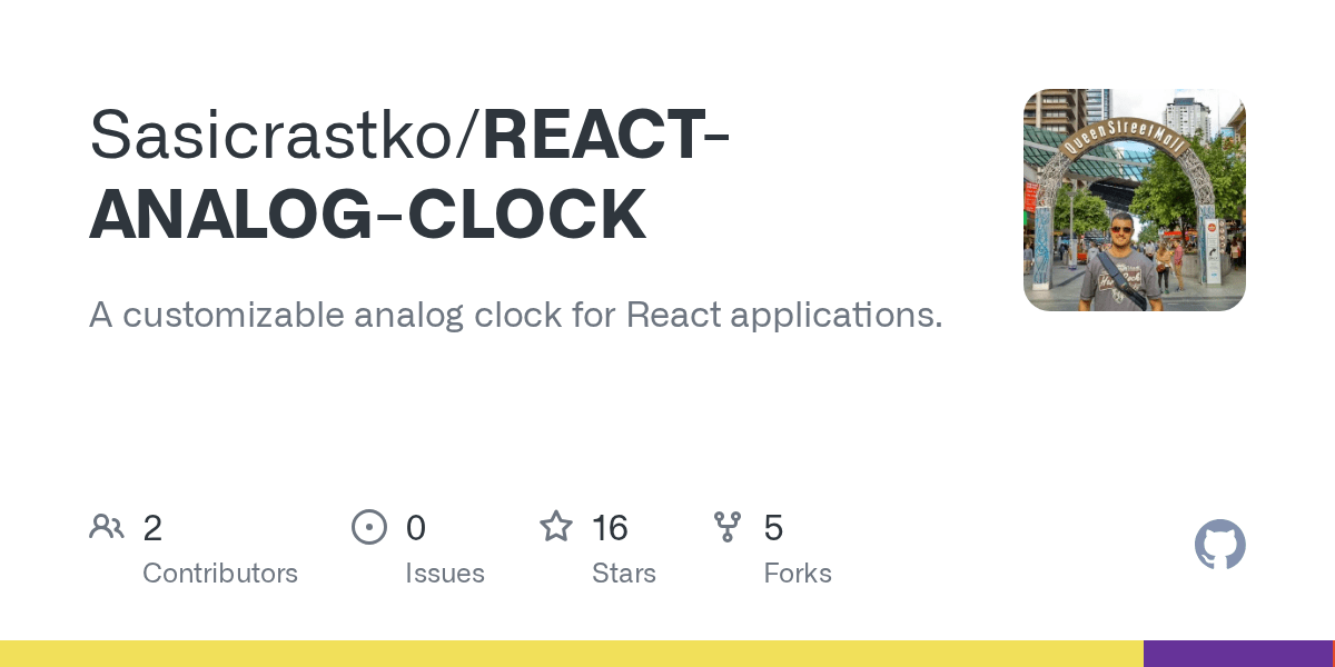 GitHub Sasicrastko/REACTANALOGCLOCK A customizable analog clock