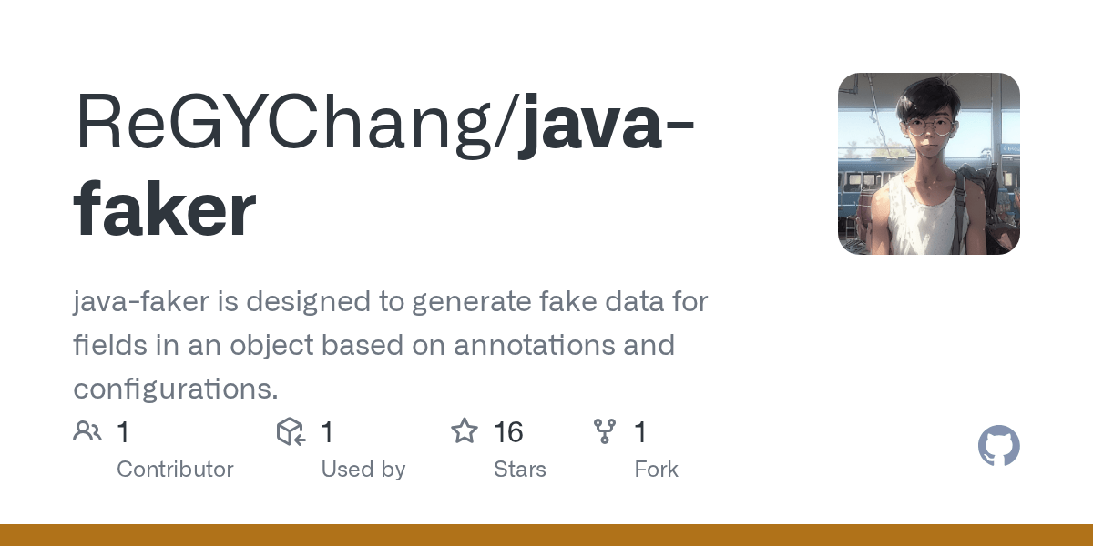 GitHub ReGYChang/javafaker javafaker is designed to generate fake