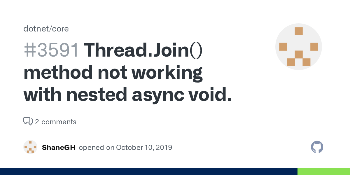 Thread.Join() method not working with nested async void. · Issue 3591