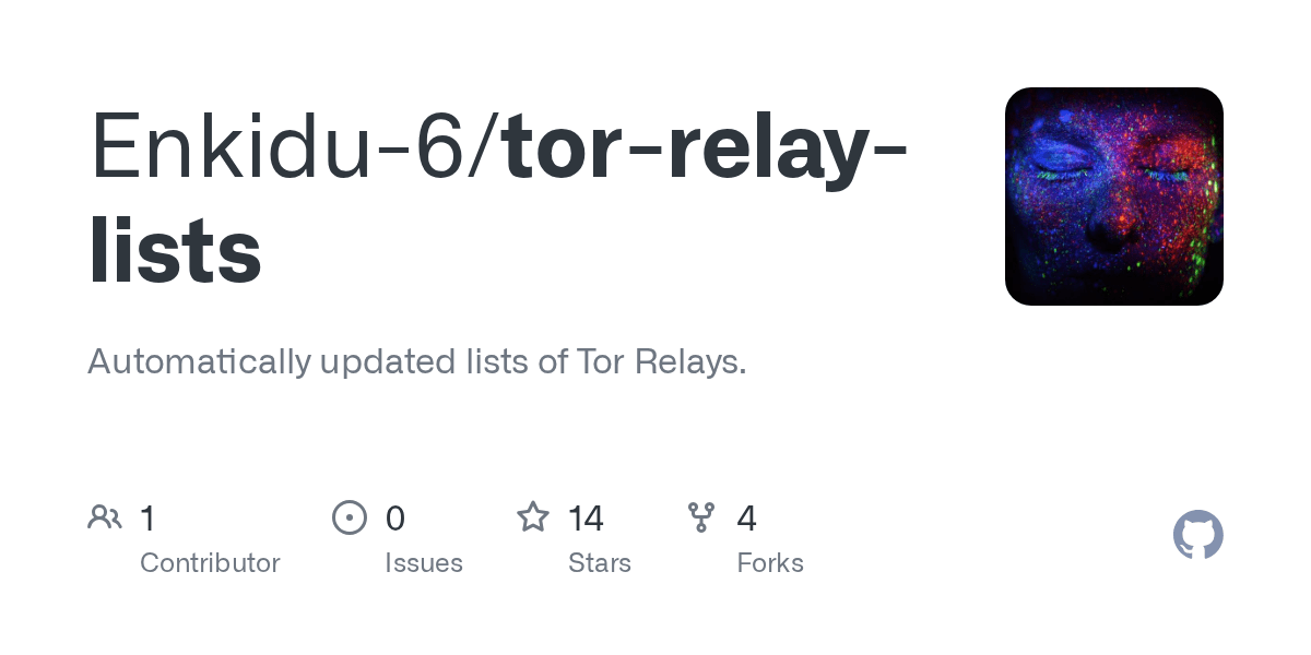 GitHub Enkidu6/torrelaylists Automatically updated Tor relay lists