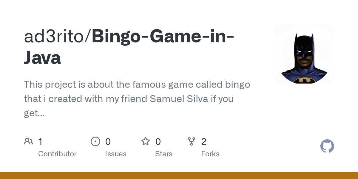 GitHub ad3rito/BingoGameinJava This project is about the famous game called bingo that i