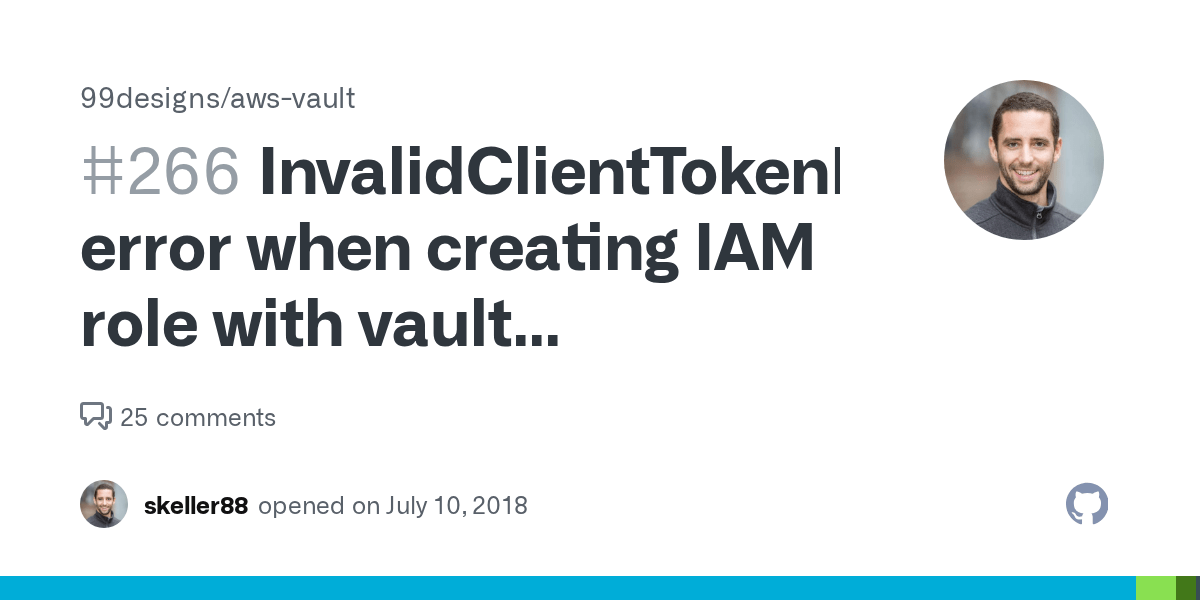 InvalidClientTokenId error when creating IAM role with vault
