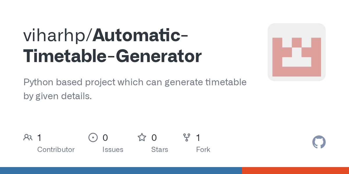GitHub viharhp/AutomaticTimetableGenerator Python based project