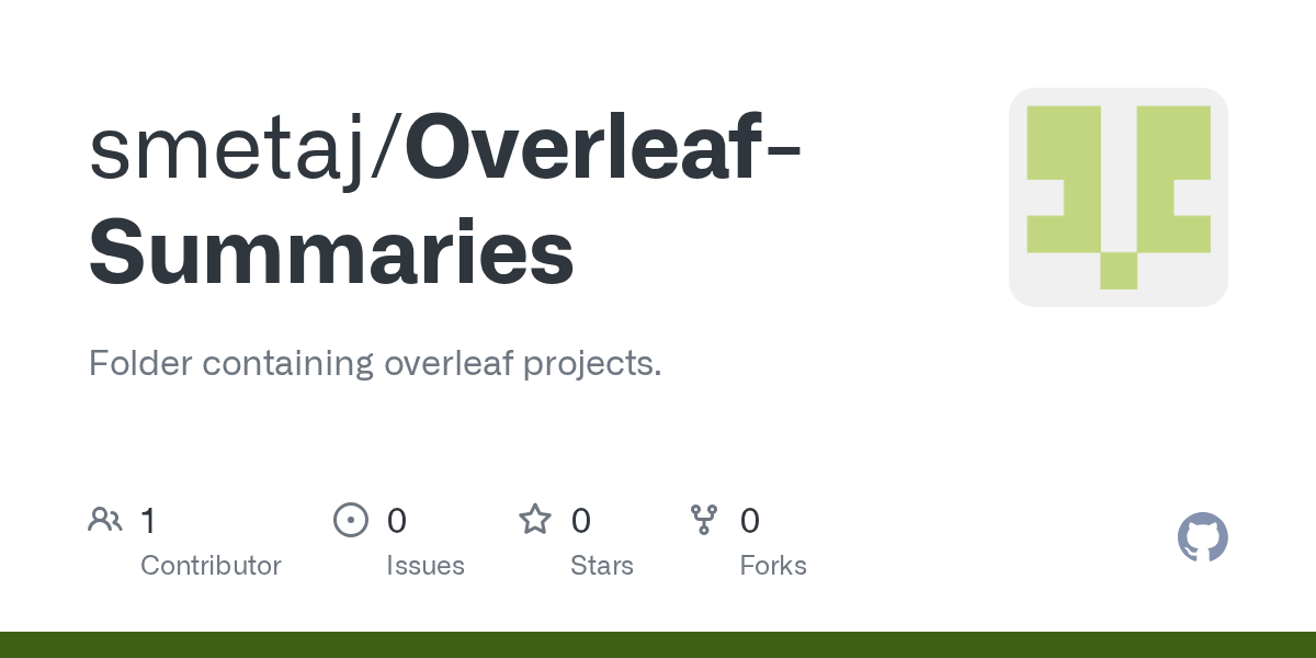 GitHub smetaj/Overleaf Folder containing overleaf projects.