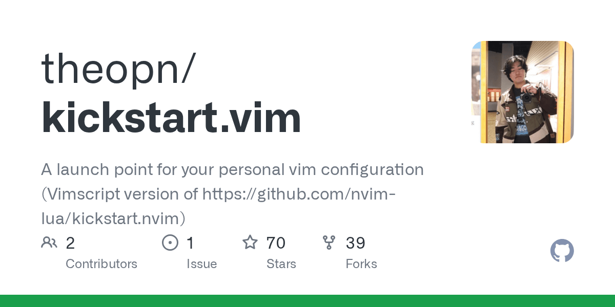 GitHub theopn/kickstart.vim A launch point for your personal vim